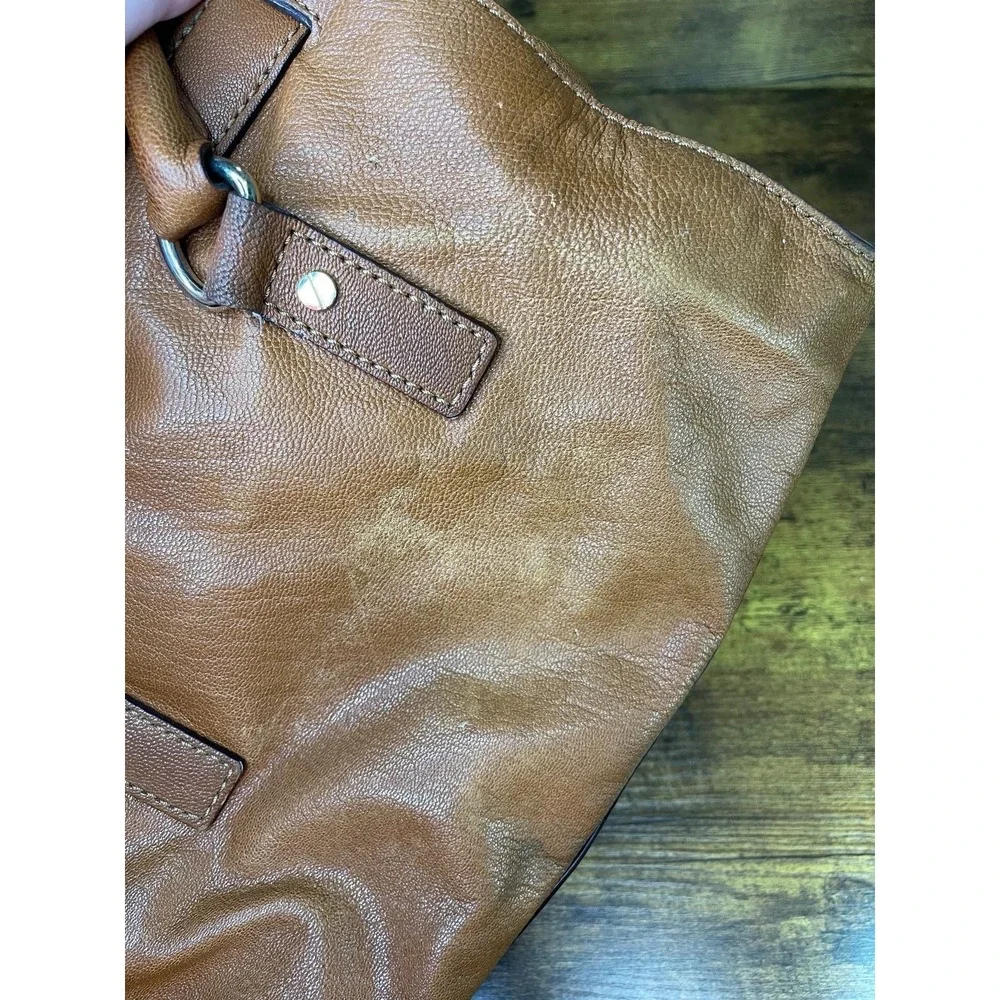 Michael‎ Kors Womens Brown Leather Inner Pockets Bottom Studs Satchel Bag
